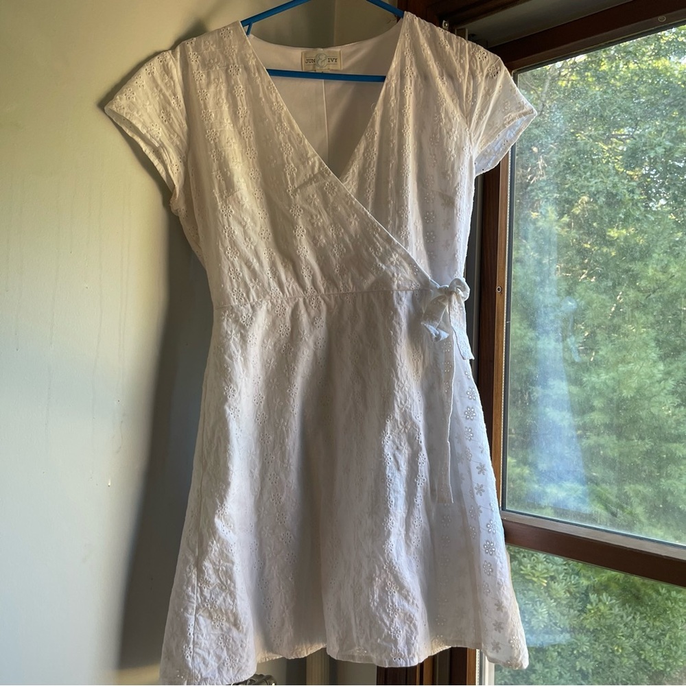 White Eyelet Wrap Dress